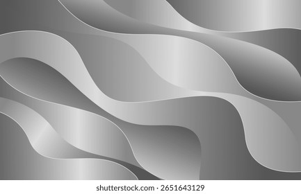 Elegante fundo metálico de prata abstrato. Design de onda luxuoso. Adequado para modelos, banners, capas, vendas, negócios, eventos, prêmios, sites, páginas e muito mais