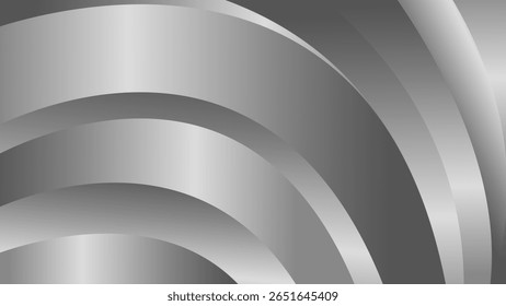 Elegant abstract silver metallic background. Luxurious curved shape wallpaper. Suitable for templates, banners, covers, sales, business, events, awards, websites, pages, and more