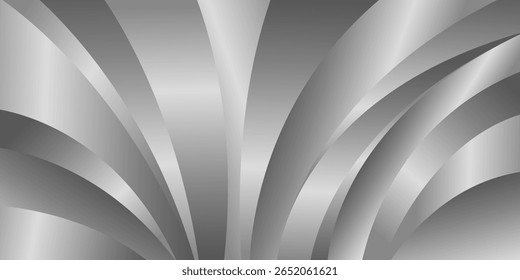 Elegant abstract silver metallic background. Luxurious curved shape wallpaper. Suitable for templates, banners, covers, sales, business, events, awards, websites, pages, and more