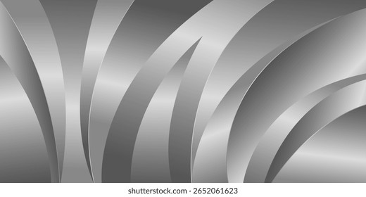 Elegant abstract silver metallic background. Luxurious curved shape wallpaper. Suitable for templates, banners, covers, sales, business, events, awards, websites, pages, and more