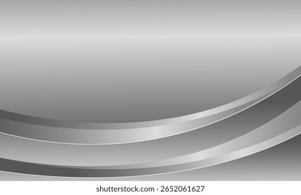 Elegant abstract silver metallic background. Luxurious curved shape wallpaper. Suitable for templates, banners, covers, sales, business, events, awards, websites, pages, and more