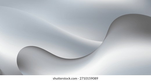 Elegant Abstract Silver Wavy Flow Background Smooth Liquid Chrome Texture