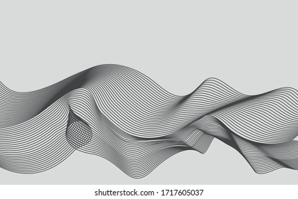 Elegant Abstract Smooth Swoosh Speed Gray Wave Modern Stream Background. Vector Illustration
