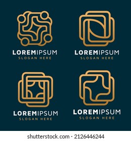 Diseño elegante de línea cuadrada abstracta