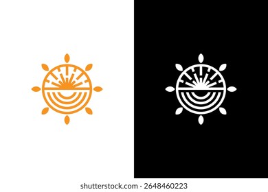 Elegant Abstract Sun Flower Logo Designs