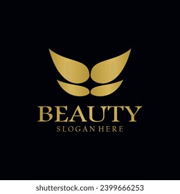 Elegant abstract tree leaf flower logo icon vector design. Universal creative premium symbol. Luxury gem boutique vector sign in gold color.