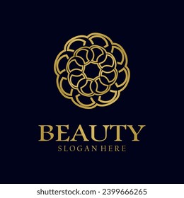 Elegante diseño vectorial del logotipo de la flor de hoja de árbol abstracto. Símbolo universal creativo premium. Señal vectorial de lujo con encanto de gema en color dorado.
