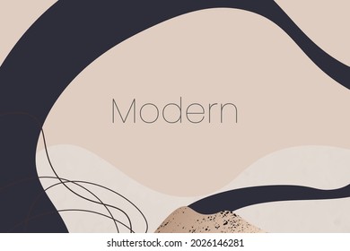 Elegant abstract trendy universal background templates with organic abstract shapes and line in aesthetic cream colors. Neutral background in minimalist style. Contemporary vector Illustration.