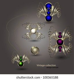 elegant abstract vector background in ancient style with a flower ornament