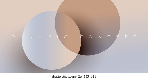 Elegante vetor abstrato fundo com círculos de interseção com sombras suaves e contraste quente-fresco. Ideal para branding, web design moderno, cartazes, arte digital, composições gráficas mínimas.