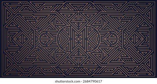 Elegante vetor abstrato fundo com linhas geométricas Art Deco, ornamentos dourados, vintage arabesco padrão, estilo de luxo real. Premium card, convite de casamento, modelo de festa, embalagem, Gatsby 
