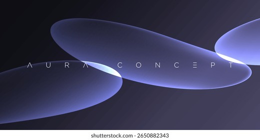 Elegante vetor abstrato fundo com grandes formas translúcidas azul-púrpura em tela escura. Perfeito para marcas de luxo, arte digital e designs de apresentação elegantes.