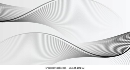 Elegant abstract vector background with smooth white wave lines on a light gray gradient. abstract wave bcakground.