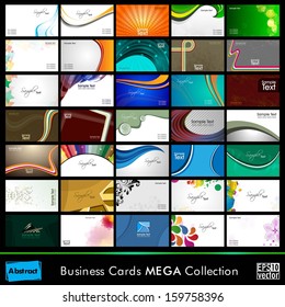 Elegant Abstract Vector Business Cards set in various concepts. 