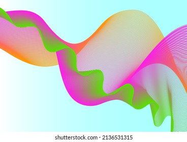 Elegant abstract vector colorful wave line futuristic style background template. Digital particle line twist movement over gradient blue