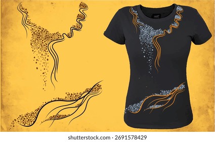 Elegant abstract vector design featuring flowing dotted waves and curved lines in earthy brown and orange tones. The composition creates a modern and stylish pattern.