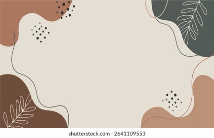 Elegant abstract vector illustration with natural elements and earthy tones, includes free space for promotional content