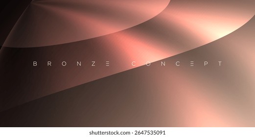 Elegant abstract vector with metallic bronze gradients and layered curved shapes on dark canvas. Perfect for luxury branding, digital artwork, stylish presentations, and high-end visual compositions.