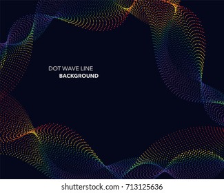 Elegant abstract vector spectrum rainbow gradient wave dot line futuristic style background