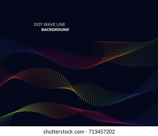 Elegant abstract vector spectrum rainbow gradient wave dot line futuristic style background