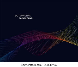 Elegante espectro vectorial abstracto color arcoiris línea de punto línea de punto futurista fondo estilo