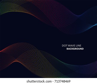 Elegant abstract vector spectrum rainbow gradient wave dot line futuristic style background
