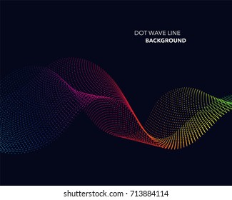 Elegant abstract vector spectrum rainbow gradient wave dot line futuristic style background