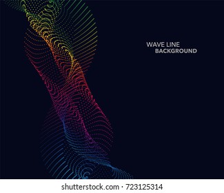 Elegant abstract vector spectrum rainbow gradient wave dot line futuristic style background