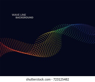 Elegant abstract vector spectrum rainbow gradient wave dot line futuristic style background