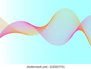 Elegante patrón de fondo de línea de onda vector abstracta de estilo futurista. Giro de línea de partículas digitales sobre el azul gradiente