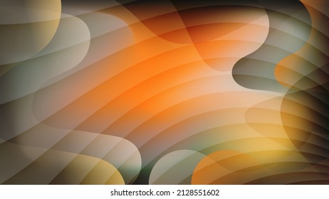 Elegant abstract wallpaper in shades of orange and gray. Smooth translucent stripes against the background of overlapping shapes with wavy edges. Vector.
