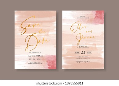 Elegant abstract watercolor on wedding card invitation