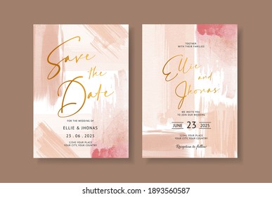 Elegant abstract watercolor on wedding card invitation
