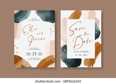 Elegant abstract watercolor on wedding card invitation