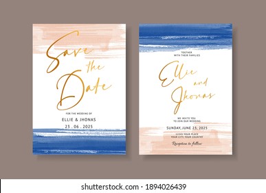 Elegant abstract watercolor on wedding card invitation