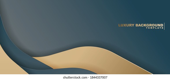 Elegante fondo de onda abstracta con color de oro azul
