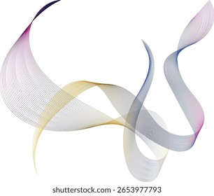 Elegant abstract wave illustration with smooth gradient lines in blue, gold, and magenta tones. Perfect for modern digital designs, tech-themed backgrounds, or artistic visual concepts