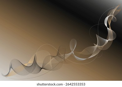 Elegant abstract wave lines on a black to gold gradient background. Smooth, luxurious curves with soft lighting effects, perfect for premium designs, digital art, or business themes