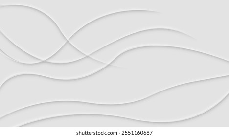 Un elegante fondo de ondas Abstractas con suaves tonos blancos que evoca calma y belleza