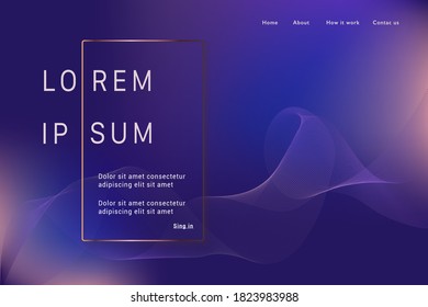 Elegant abstract  waves. Modern stream background. Landing page template. 