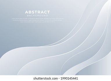 Elegant abstract white background with shiny wave lines. Pattern geometric modern style. Space for text. Texture with light and shadow. Digital technology wallpaper. Vector illustration