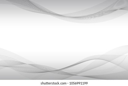 Elegant abstract white background with smooth gray wave. Vector illustration