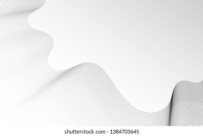 Elegant abstract white background with smooth gray wave. Vector illustration - Vector