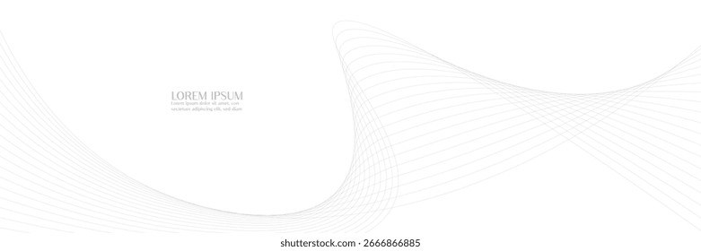 Elegant abstract white background with subtle grey flowing wave lines vector design.