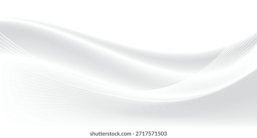 Fundo branco abstrato elegante com sutis linhas curvas cinza para modelos modernos.