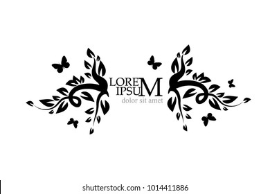 Elegant abstraction with butterflies. Vector