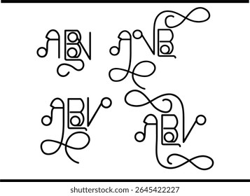 Elegant ABV Alphabet Monogram - Custom Lettermark Design, Modern A, B, V Interlocked Monogram