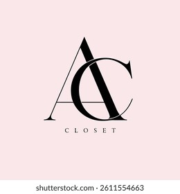 Elegant AC Minimalist Closet Logo Design on Pale Pink Background