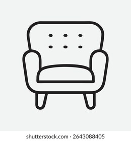 Elegant Accent Chair Icon in Minimalist Line Art Style