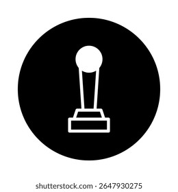 Elegant achievement icon in black and white featuring a trophy inside of a circular design representing success